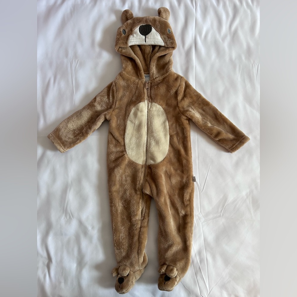 Baby Bear Plush Fleece Hooded Jumpsuit by Duck Duck Goose Size 6-9 months